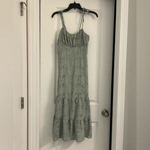 Xtraordinary Sage Green Spaghetti Tie Strap Dress